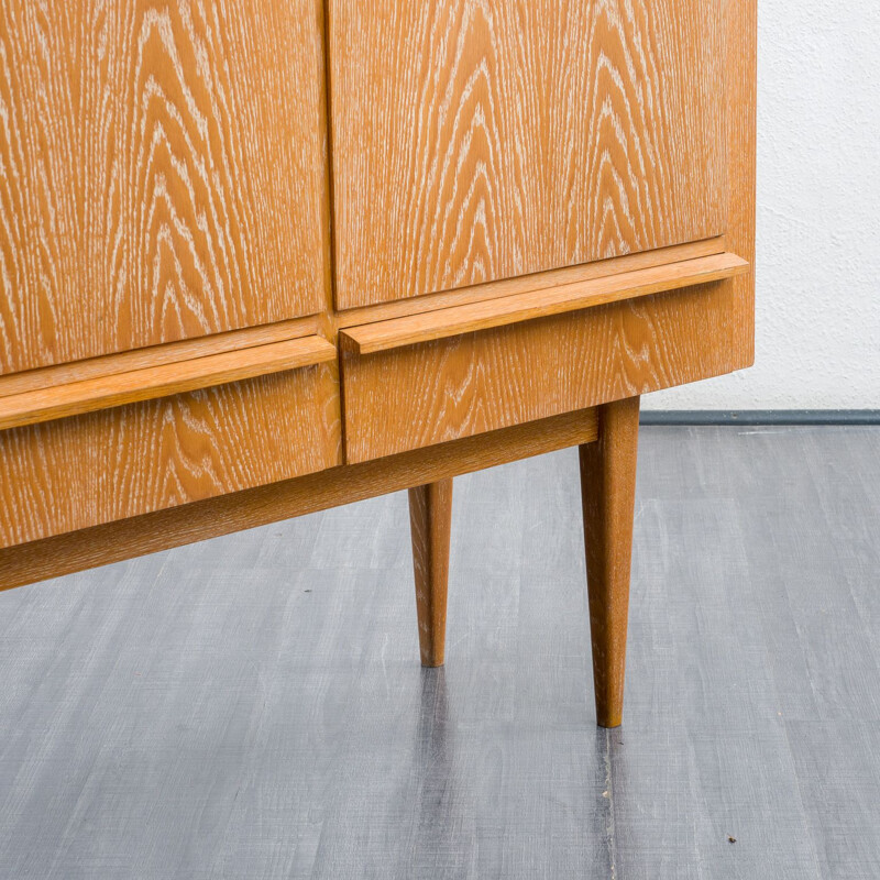 Mid century highboard in oakwood white-washed, 1950s