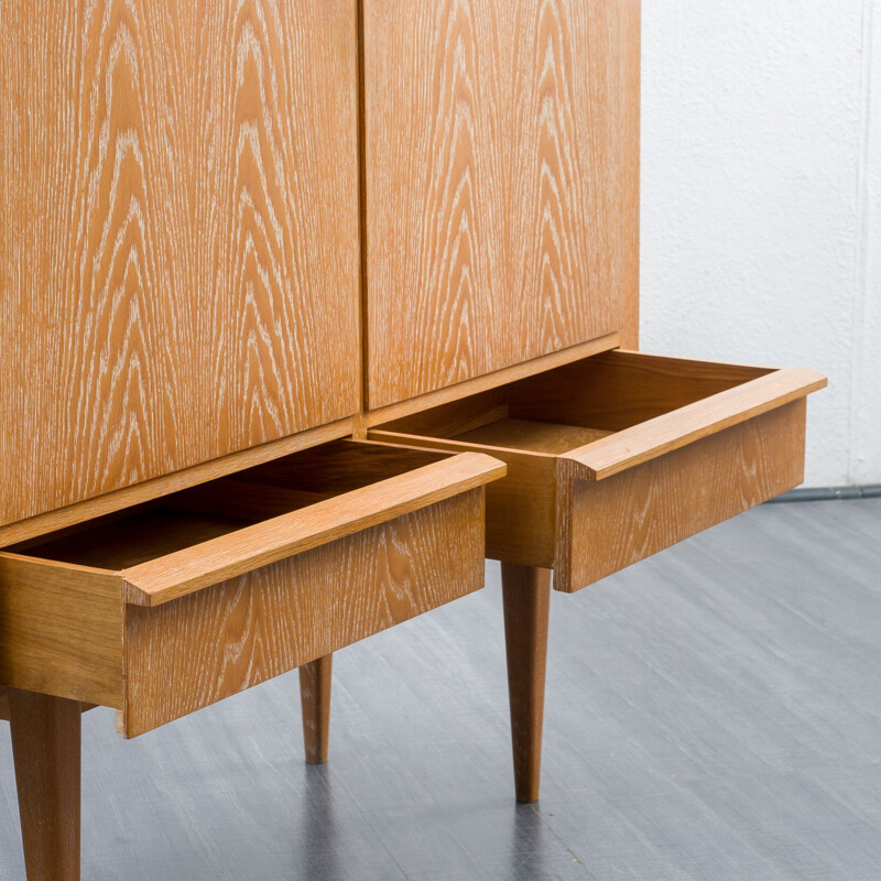 Mid century highboard in oakwood white-washed, 1950s