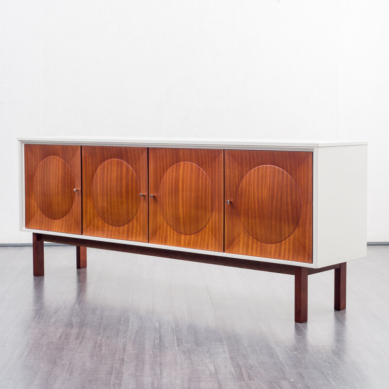 Vintage white sideboard in mahogany fronts, 1970s