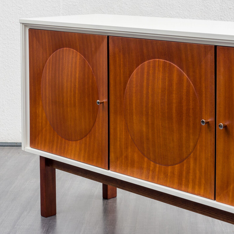 Vintage white sideboard in mahogany fronts, 1970s