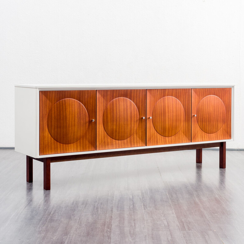 Vintage white sideboard in mahogany fronts, 1970s