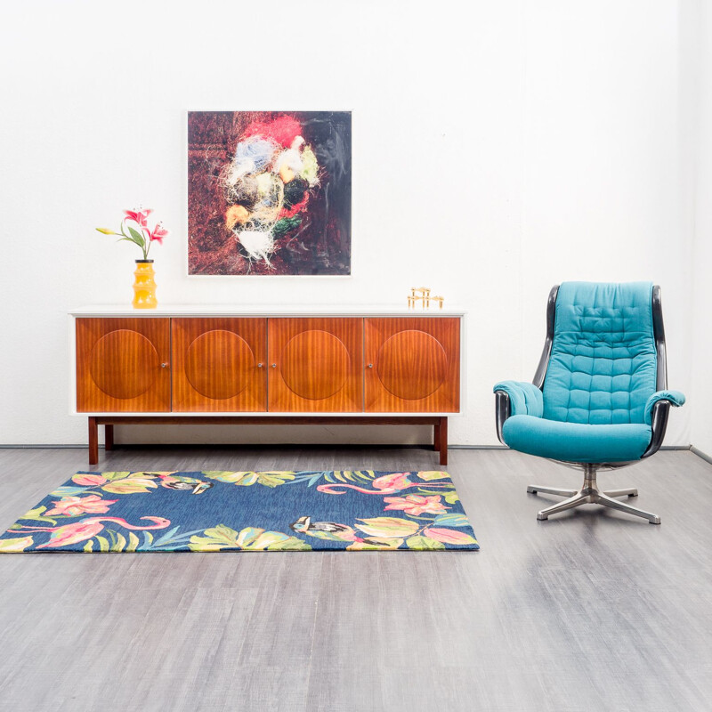 Vintage white sideboard in mahogany fronts, 1970s