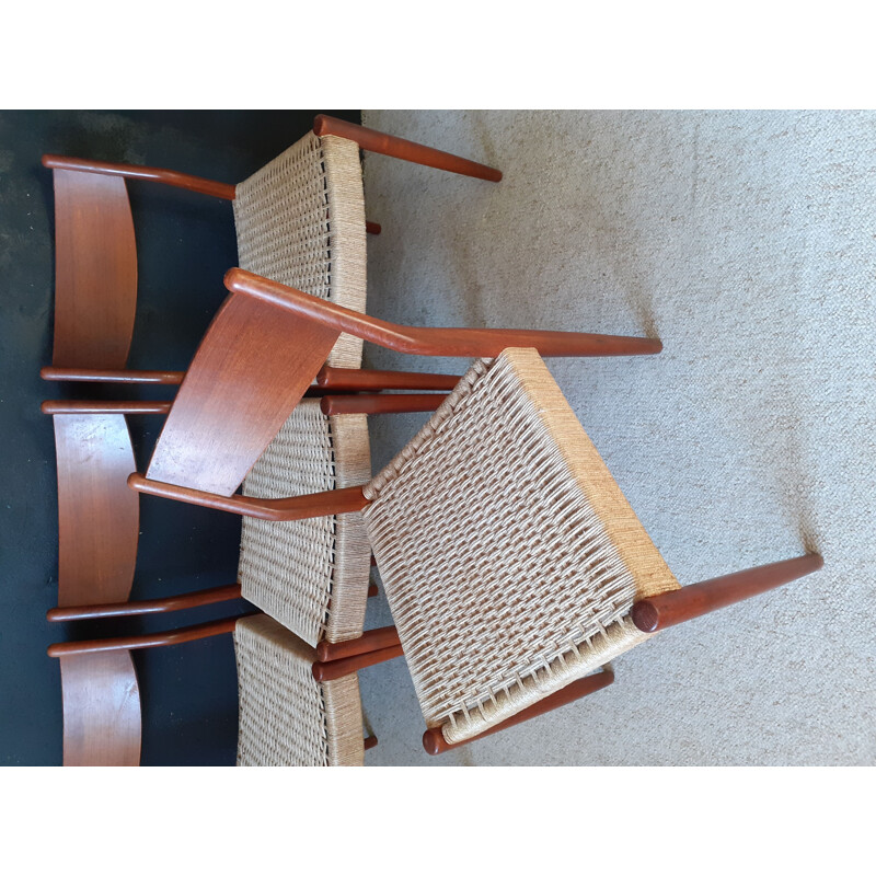 Set of 4 vintage corded chairs by Cees Braakman for Pastoe, 1960