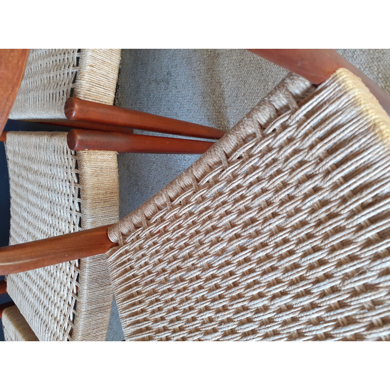 Set of 4 vintage corded chairs by Cees Braakman for Pastoe, 1960