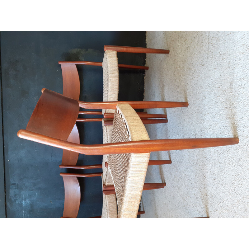 Set of 4 vintage corded chairs by Cees Braakman for Pastoe, 1960