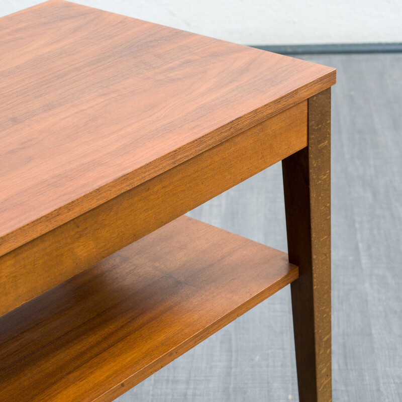 Vintage side table in walnut on castors, 1960s