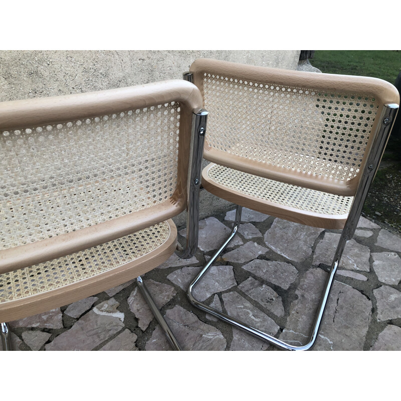 Pair of vintage b32 cesca Marcel Breuer beechwood chairs Italy