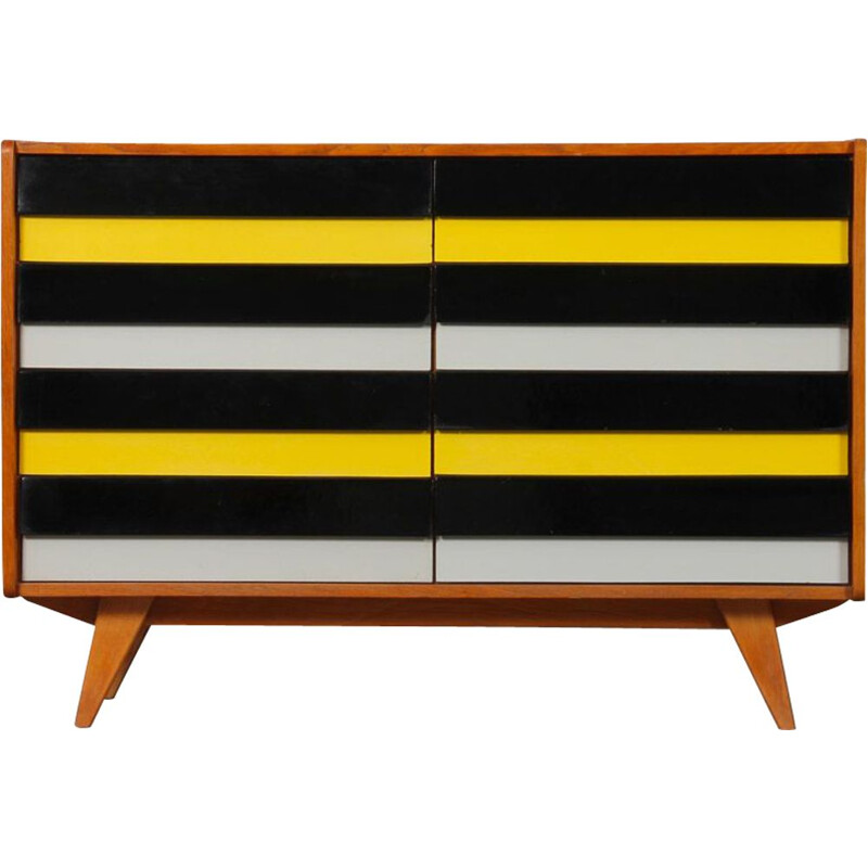 Vintage yellow and black chest of drawers model U-453 by Jiri Jiroutek for Interier Praha, Czech Republic 1960