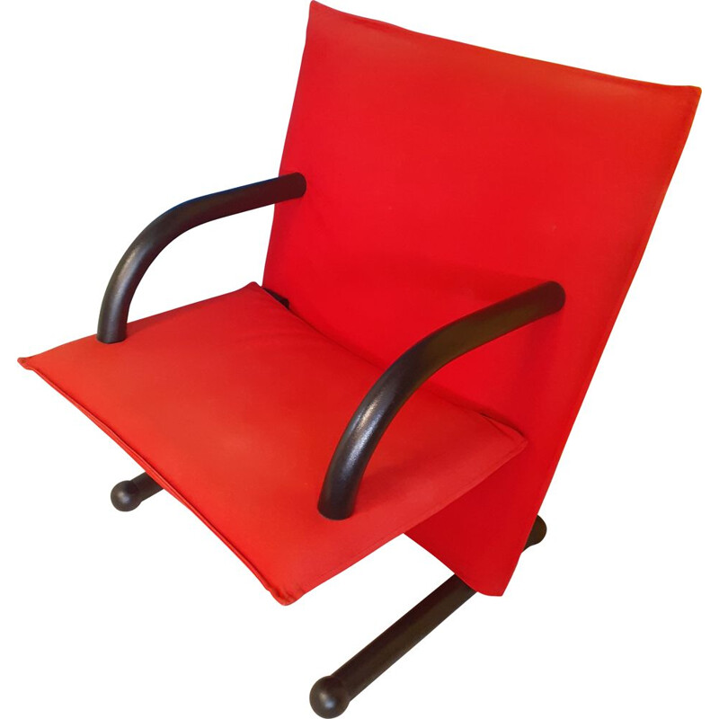 Vintage T-Line armchair in red fabric by Burkhard Vogtherr for Arflex, 1984