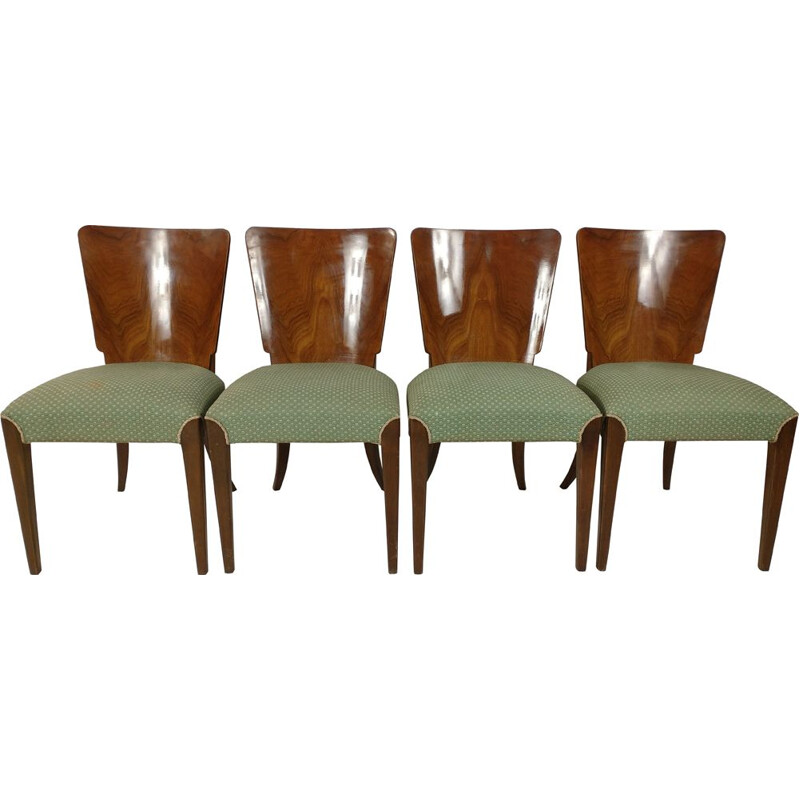 Set of 4 vintage Art Deco dining chairs by Jindřich Halabala, 1940s