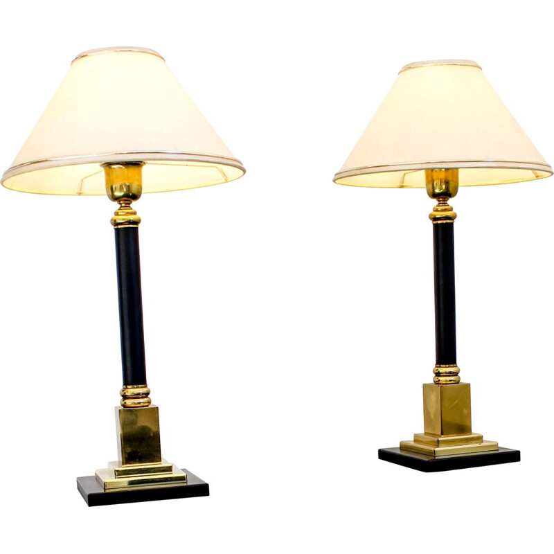 Pair of vintage brass table lamps, Italy 1970s