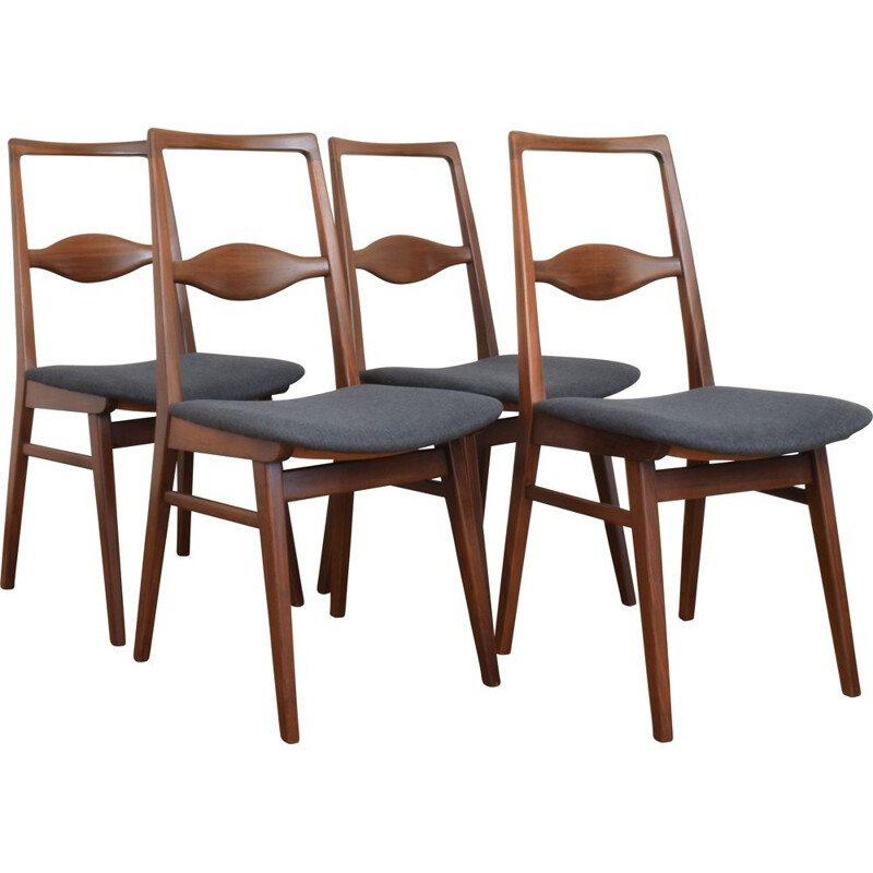 Set of 4 vintage teak dining chairs by Karl Nothhelfer, 1950s