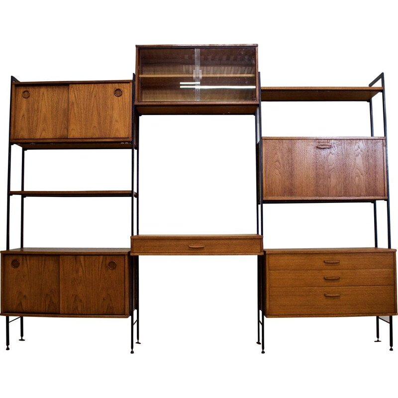 Vintage teak 8-piece shelving unit by Avalon, UK 1960s
