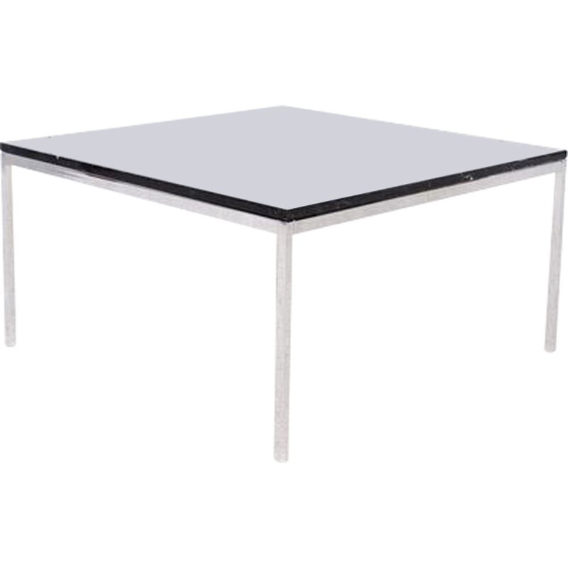 Mesa de centro vintage de mármol negro y acero cromado de Florence Knoll, 1970