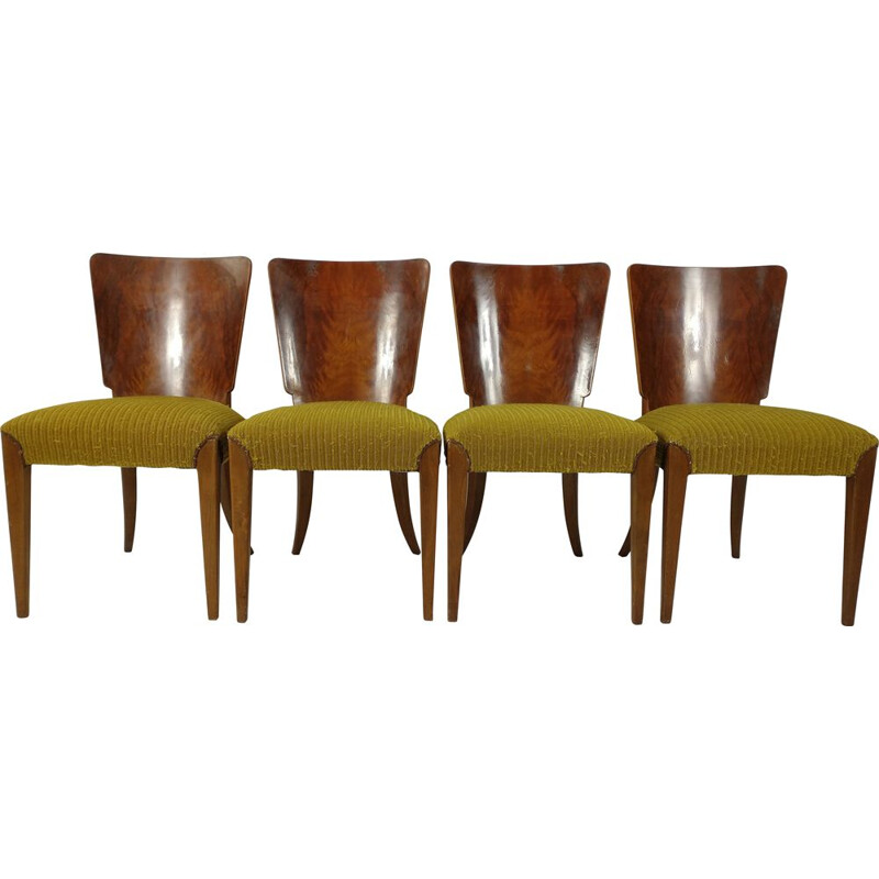 Ensemble de 4 chaises Art déco vintage par Jindřich Halabala, 1940