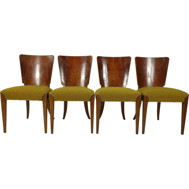 Set of 4 vintage Art Deco dining chairs by Jindřich Halabala, 1940s