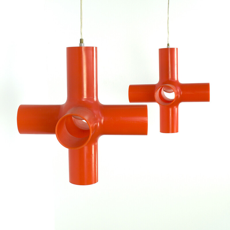 Pair of dark "crosslight S" acylic hanging lamps, Jan MELIS & Ben OOSTRUM - 2000s