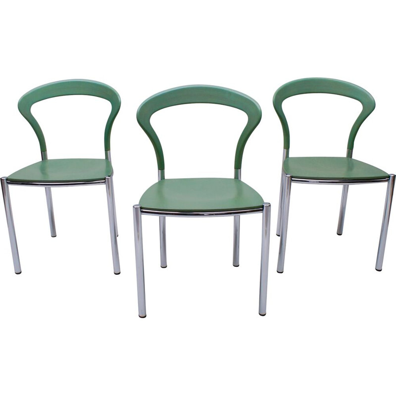 Set van 3 vintage mintgroene stoelen van Kusch Co, 1990