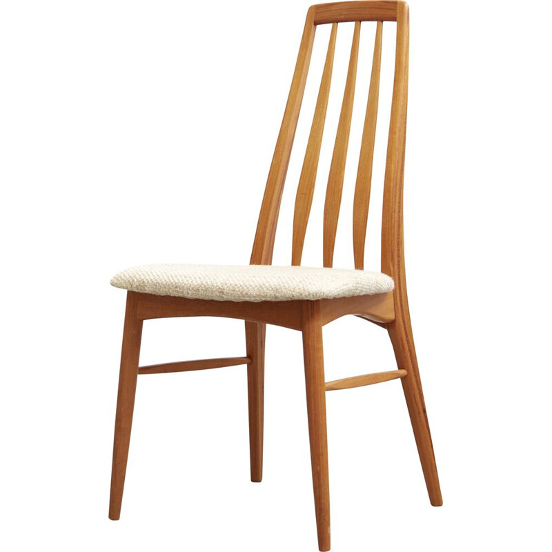 Danish vintage Eva teak and wool dining chair by Niels Koefoed for Hornslet Møbelfabrik
