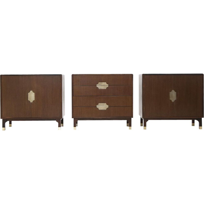 Set of 3 vintage "Grazia" wooden chest of drawers by 3V arredamenti, 1960s