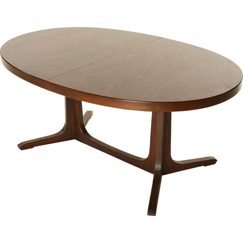 Baumann vintage oval table with 2 elmwood extensions, 1960-1970