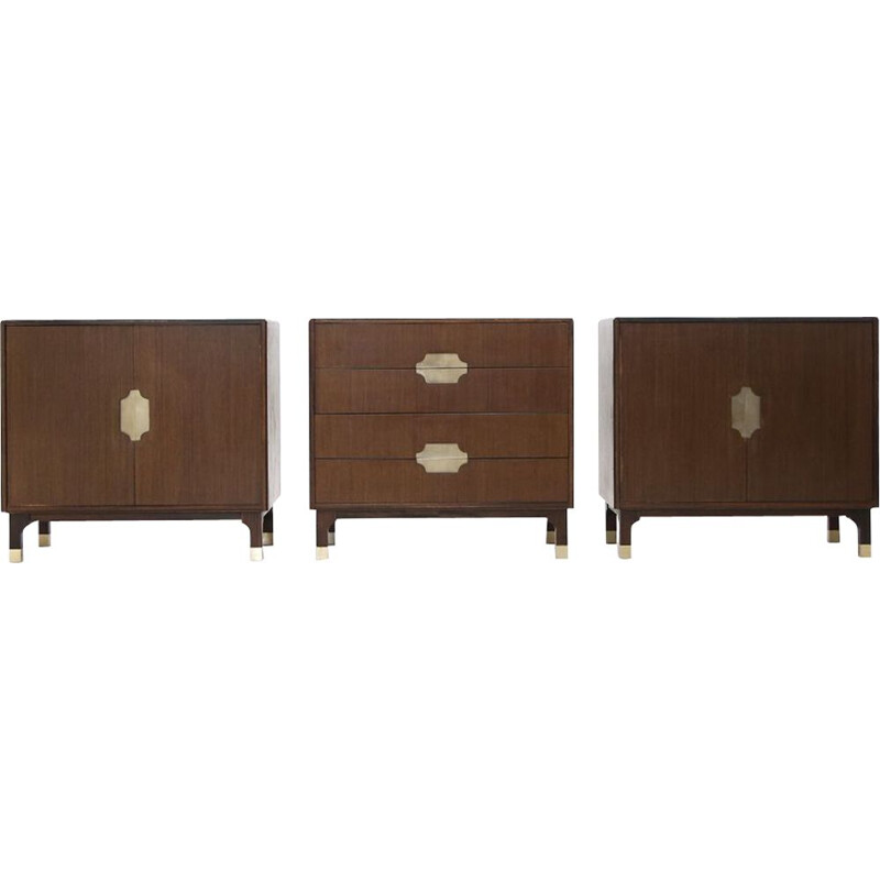 Set of 3 vintage "Grazia" wooden chest of drawers by 3V arredamenti, 1960s
