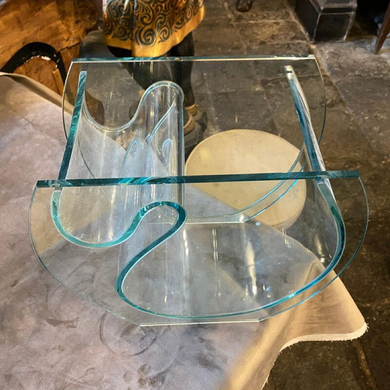 Vintage transparent green glass Italian vase, 1980s