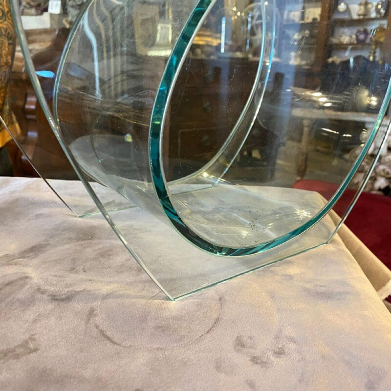 Vintage transparent green glass Italian vase, 1980s