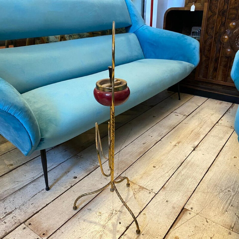 Mid-century brass Italian ashtray and magazine rack, 1950s