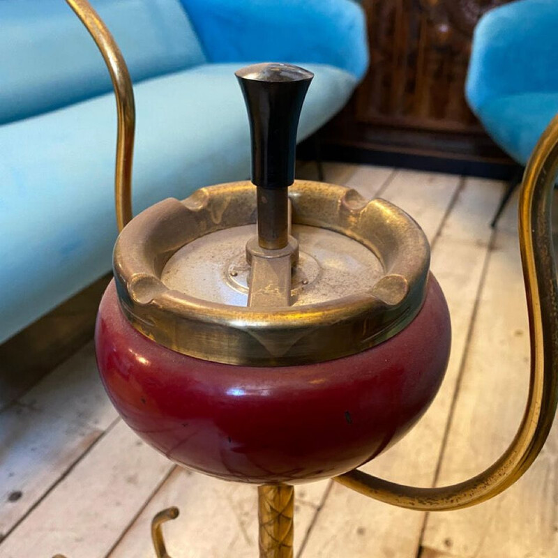 Mid-century brass Italian ashtray and magazine rack, 1950s