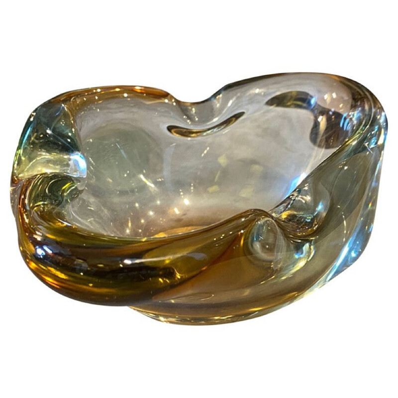 Mid-century Murano heavy glass ashtray, 1970s