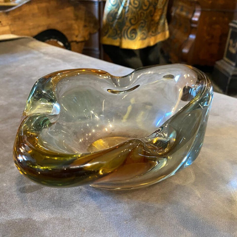 Mid-century Murano heavy glass ashtray, 1970s