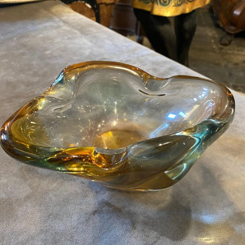 Mid-century Murano heavy glass ashtray, 1970s