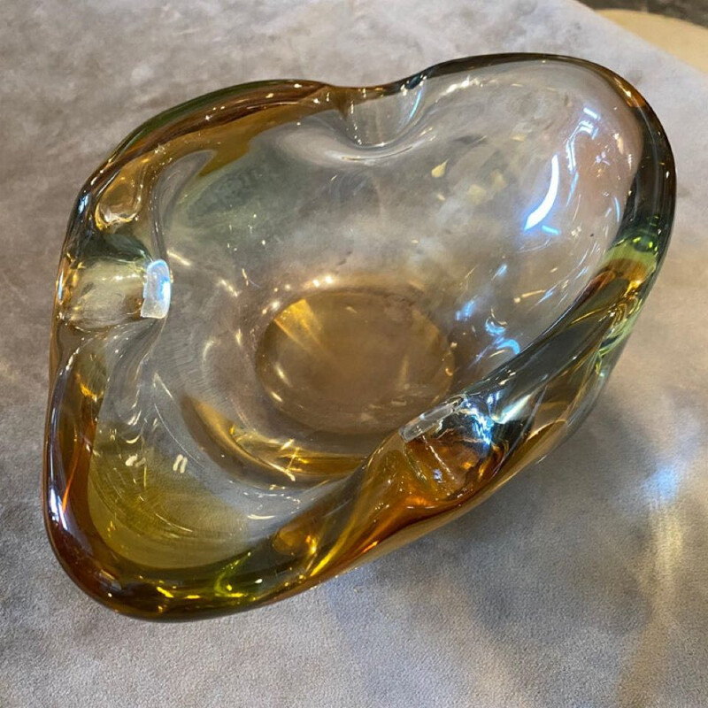 Mid-century Murano heavy glass ashtray, 1970s