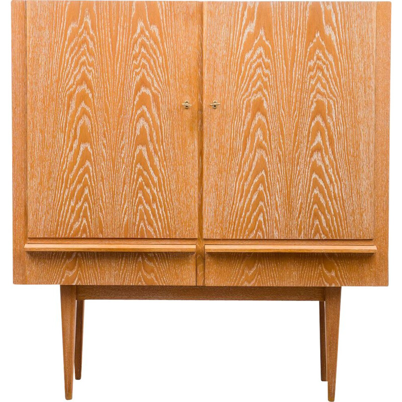 Mid century highboard in oakwood white-washed, 1950s