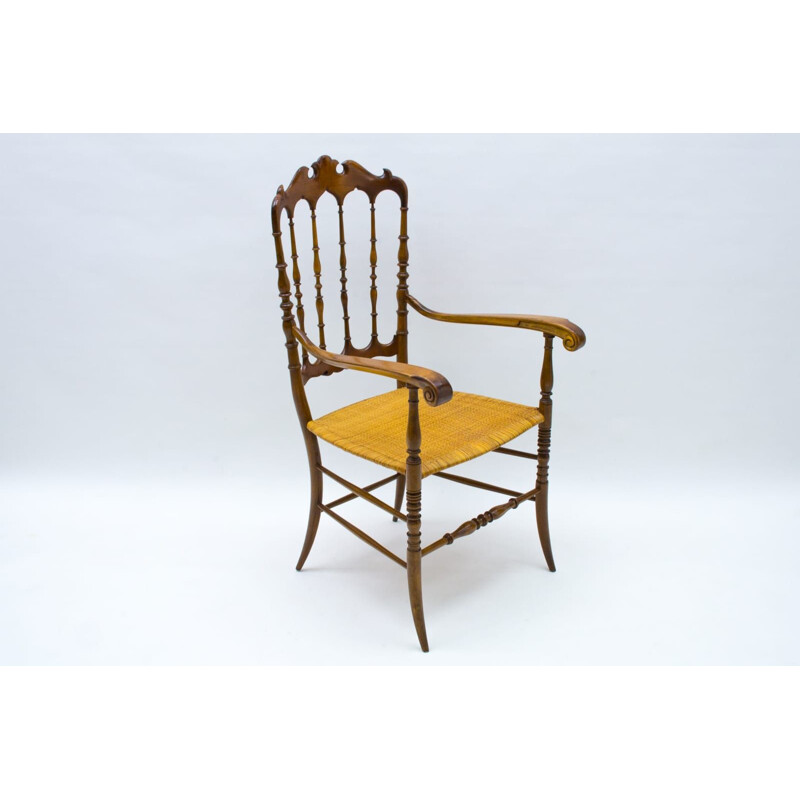 Vintage Chiavari chair in wood with armrests by Rocca, 1960s