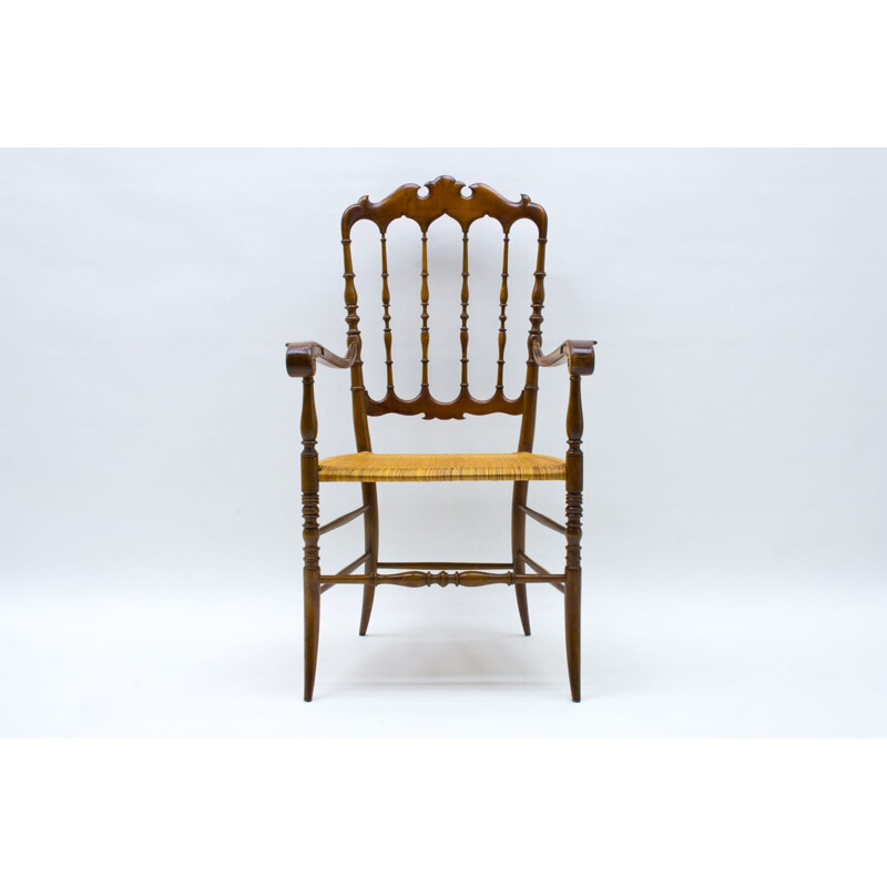 Cadeira de madeira Vintage Chiavari com braços da Rocca, 1960