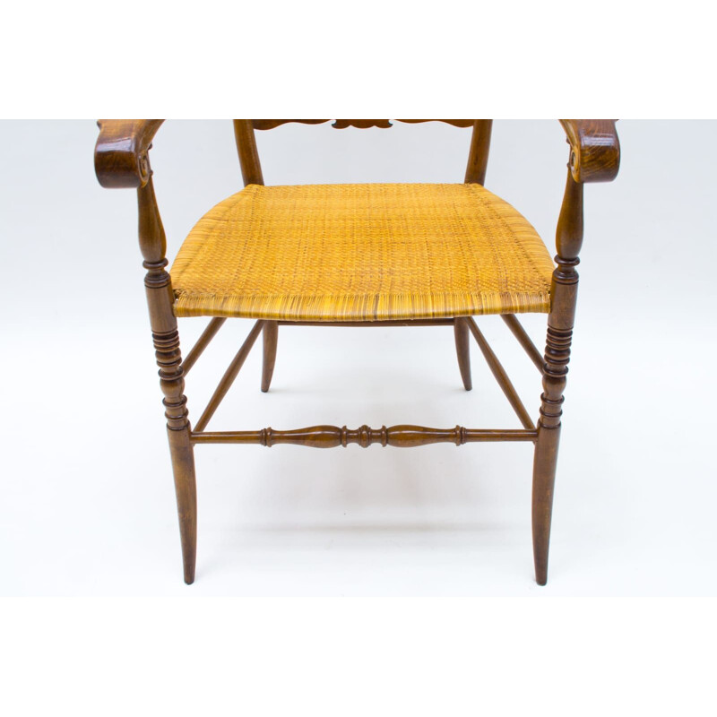 Vintage Chiavari chair in wood with armrests by Rocca, 1960s
