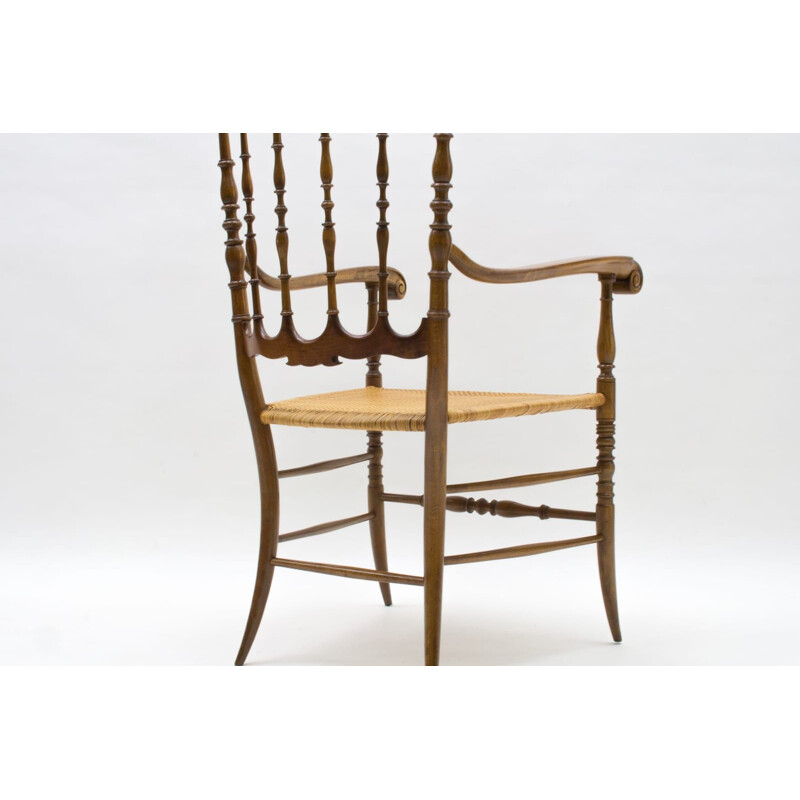 Cadeira de madeira Vintage Chiavari com braços da Rocca, 1960