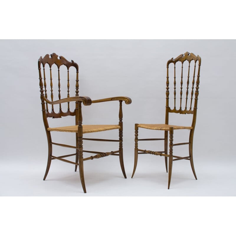Vintage Chiavari houten stoel met armen van Rocca, 1960