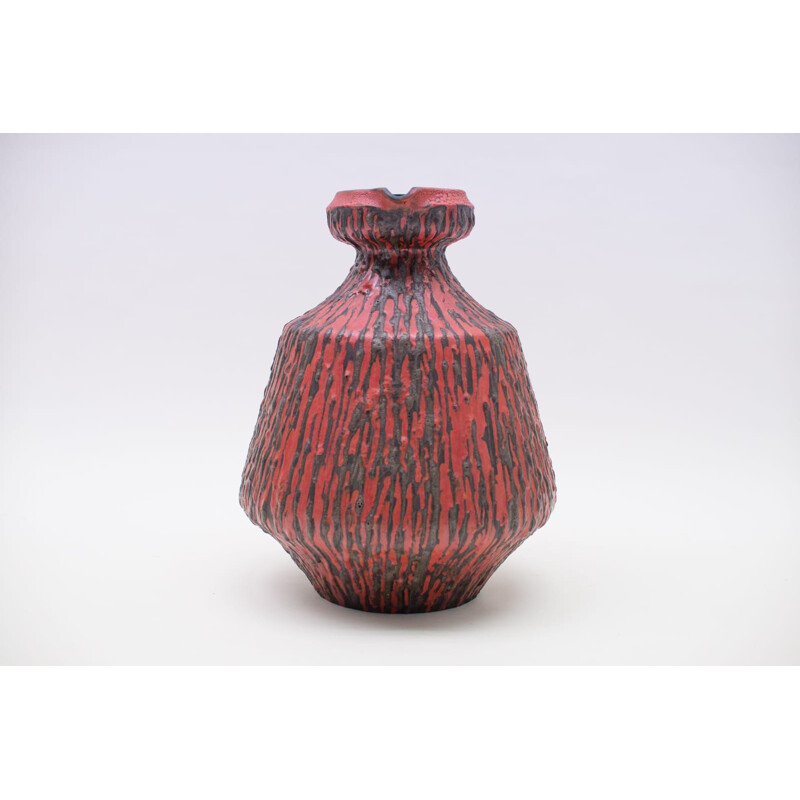 Vintage German fat lava vase by Hans Welling for Ceramano, 1970s