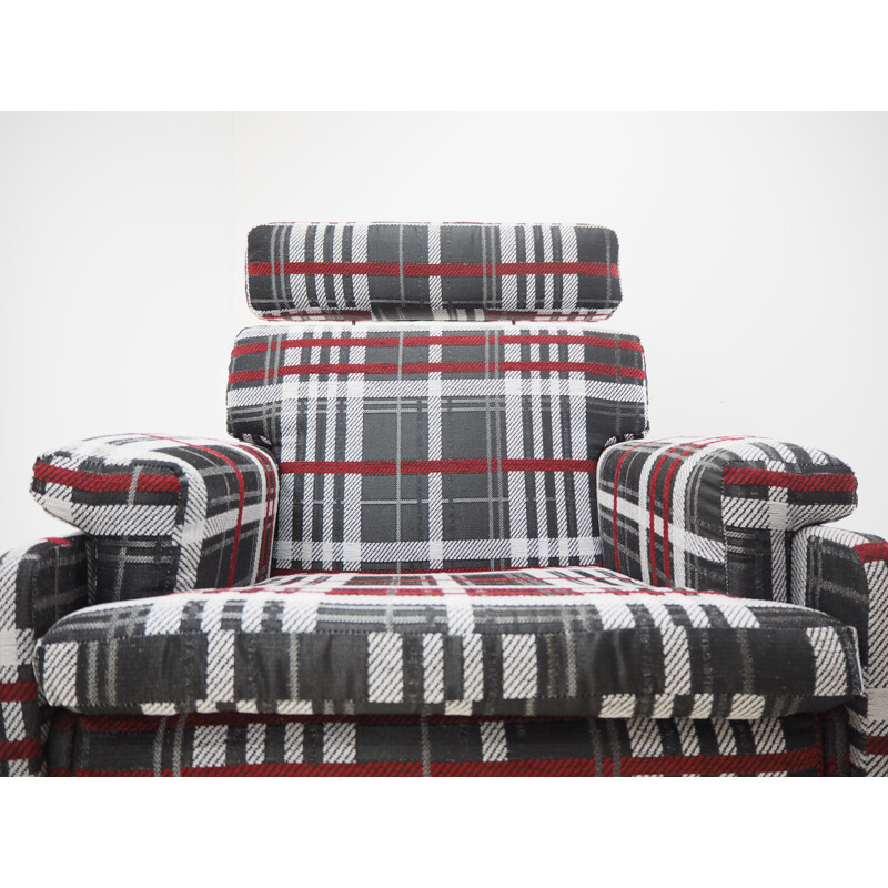 Vintage checkered armchair, Czechoslovakia 1960