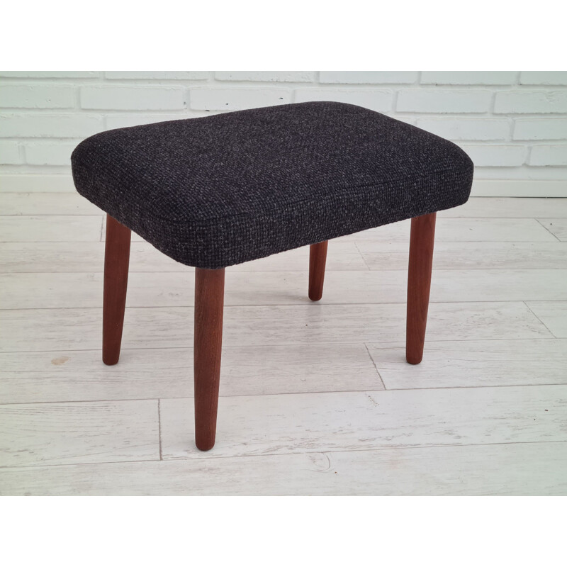 Vintage Danish wool armchair with ottomane, 1960s