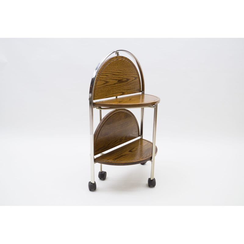 Vintage folding oak serving cart, 1960