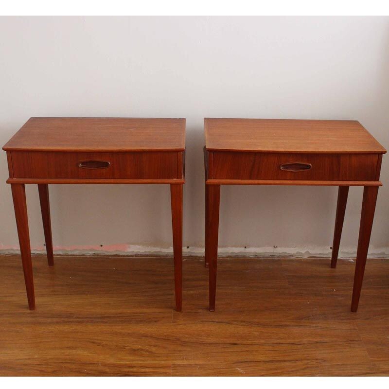 Pair of vintage Danish teak night stands, 1960s