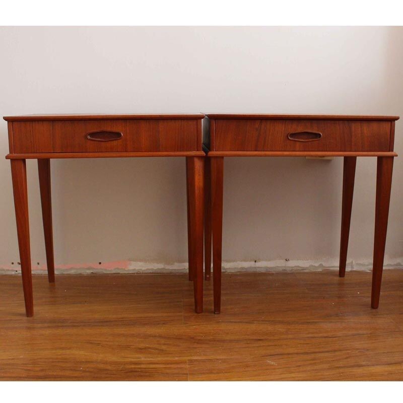 Pair of vintage Danish teak night stands, 1960s