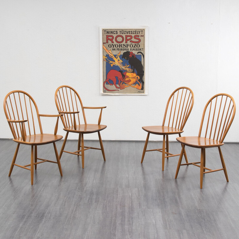 Set of 4 chairs in beech - 1960s