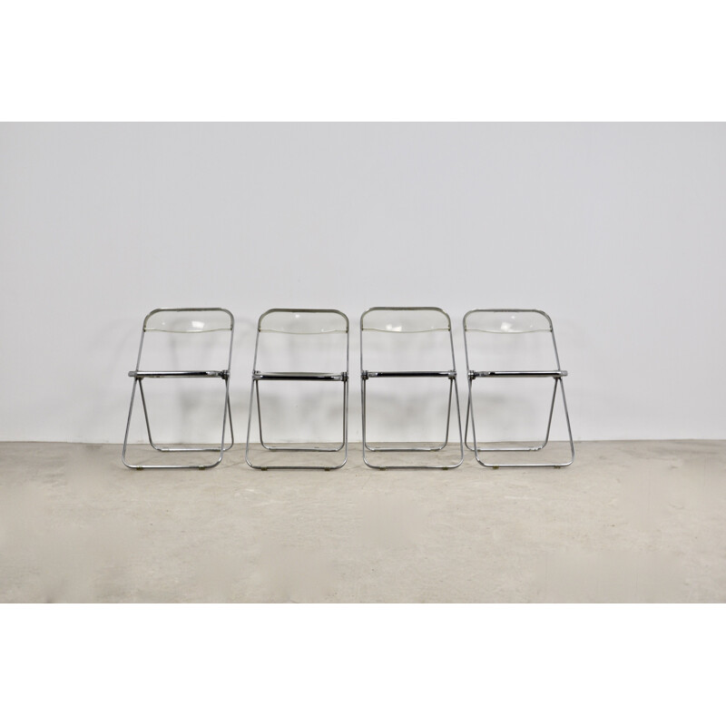 Set of 4 vintage folding chairs by Giancarlo Piretti for Castelli, 1970