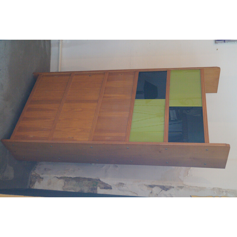 Vintage wood and glass bookcase, 1950