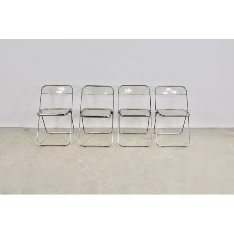 Set of 4 vintage folding chairs by Giancarlo Piretti for Castelli, 1970